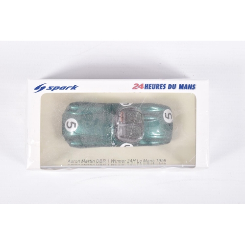 148 - FIVE BOXED LE MANS SPARK MODELS MINIMAX VEHICLES,  the first is a Aston Martin DBR 1 Winner 24H Le M... 