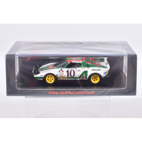 150 - FOUR BOXED SPARK MODELS MINIMAX VEHICLES, the first is a Lancia Delta HF Intergrale EVO Winner Rally... 