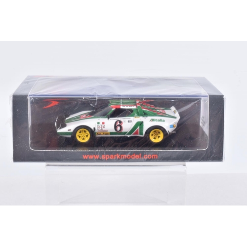 150 - FOUR BOXED SPARK MODELS MINIMAX VEHICLES, the first is a Lancia Delta HF Intergrale EVO Winner Rally... 