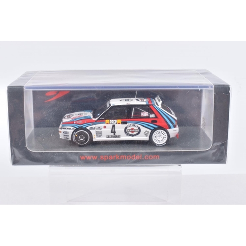 150 - FOUR BOXED SPARK MODELS MINIMAX VEHICLES, the first is a Lancia Delta HF Intergrale EVO Winner Rally... 