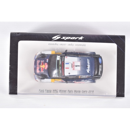 152 - THREE BOXED SPARK MODELS MINIMAX VEHICLES, the first is a Ford Fiesta WRC Winner Rally Monte Carlo 2... 