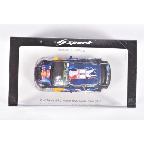 152 - THREE BOXED SPARK MODELS MINIMAX VEHICLES, the first is a Ford Fiesta WRC Winner Rally Monte Carlo 2... 