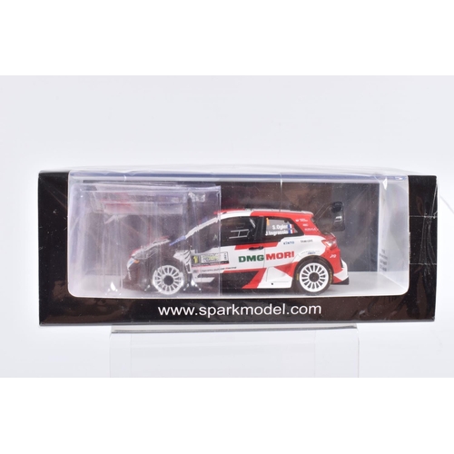 153 - SIX BOXED SPARK MODELS MINIMAX VEHICLES, the first is a Toyota Yaris WRC 2nd Rally Monte Carlo 2018,... 