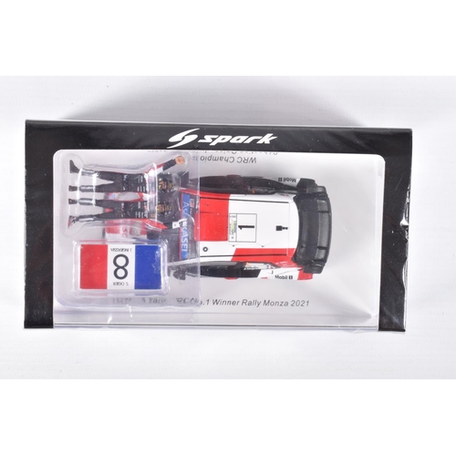 153 - SIX BOXED SPARK MODELS MINIMAX VEHICLES, the first is a Toyota Yaris WRC 2nd Rally Monte Carlo 2018,... 