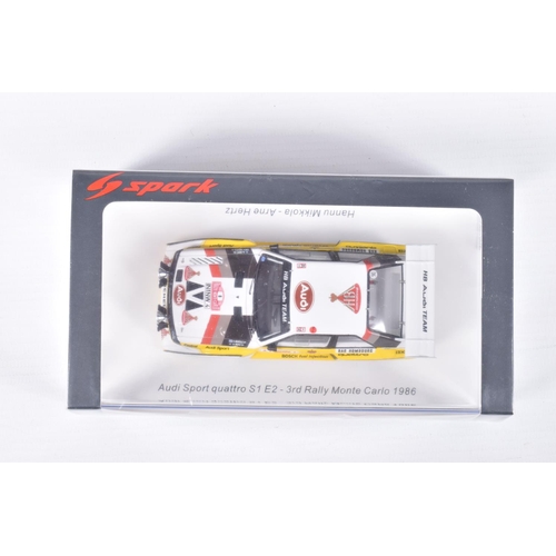 153 - SIX BOXED SPARK MODELS MINIMAX VEHICLES, the first is a Toyota Yaris WRC 2nd Rally Monte Carlo 2018,... 