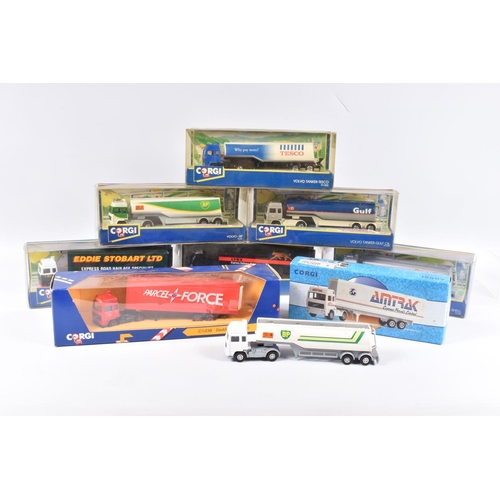 154 - A QUANTITY OF MAINLY BOXED CORGI SUPERHAULERS LORRIES/TRUCKS, to include limited edition Amtrak box ... 