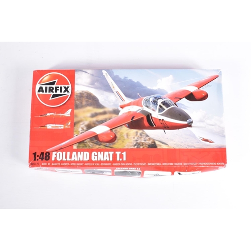 155 - NINE AIRFIX UNBUILT BOXED  MILITARY AIRCRAFT MODEL KITS, to include four 1:48 scale models, the firs... 