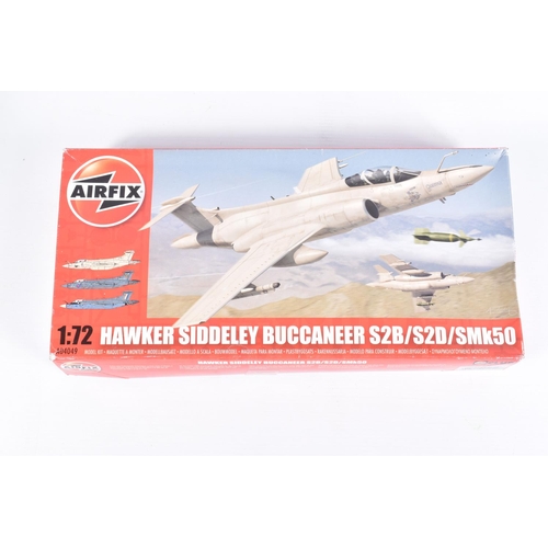 156 - SEVEN AIRFIX UNBUILT BOXED MILITARY AIRCRAFT MODEL KITS,  to include a 1:72 scale Republic F-105F Th... 