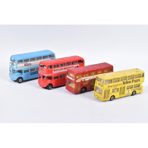 157 - A QUANTITY OF BOXED AND UNBOXED BUS AND COACH MODELS, unboxed playworn models by Dinky and Corgi, bo... 