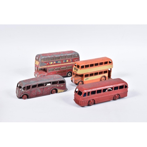 157 - A QUANTITY OF BOXED AND UNBOXED BUS AND COACH MODELS, unboxed playworn models by Dinky and Corgi, bo... 