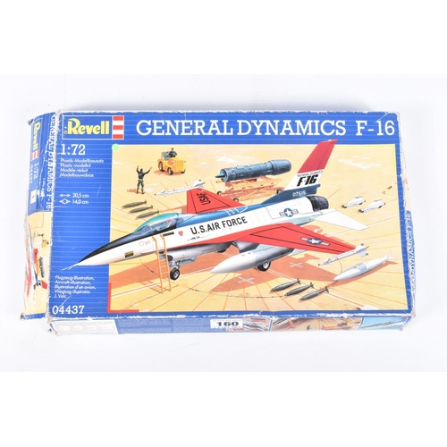 160 - FIVE REVELL UNBUILT BOXED MODEL AIRCRAFT KITS, to include a 1:72 scale Gerneral Dynamics F-16, kit 0... 