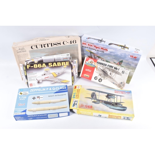 162 - SIX UNBUILT BOXED MODEL AIRCRAFT KITS, to include a SMER Supermarine Walrus Mk,2, kit no. OTK 101, i... 