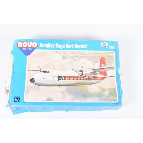 163 - THREE UNBUILT BOXED MODEL AIRCRAFT KITS, to include a Novo Air Kit, 1:72 scale Handley Page Dart Her... 