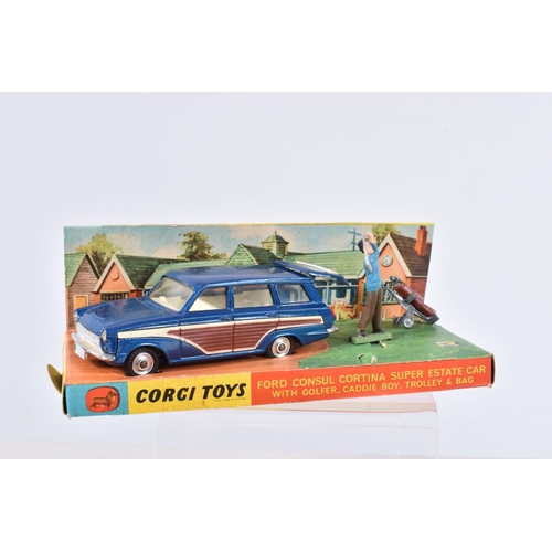 171 - TWO BOXED CORGI TOYS DIE-CAST VEHICLES, to include a Ford Consul Cortina Super Estate Car, numbered ... 