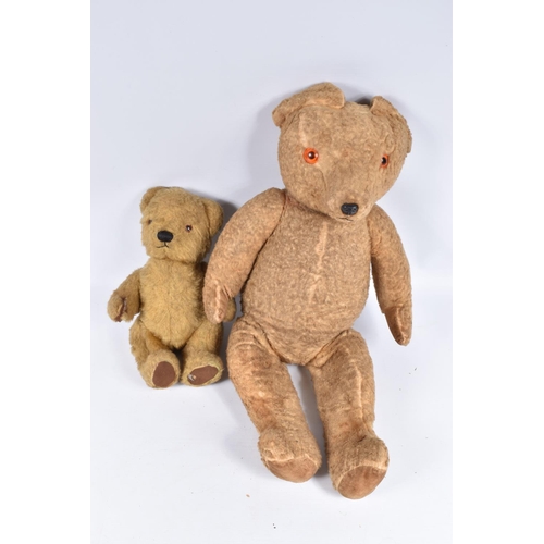 175 - A CHAD VALLEY CHILTERN GOLDEN NYLON PLUSH TEDDY BEAR, orange and black plastic eyes, vertically stit... 