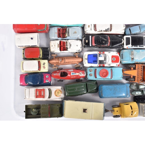 182 - A QUANTITY OF UNBOXED AND ASSORTED PLAYWORN DIECAST VEHICLES, to include a part complete Corgi Comme... 