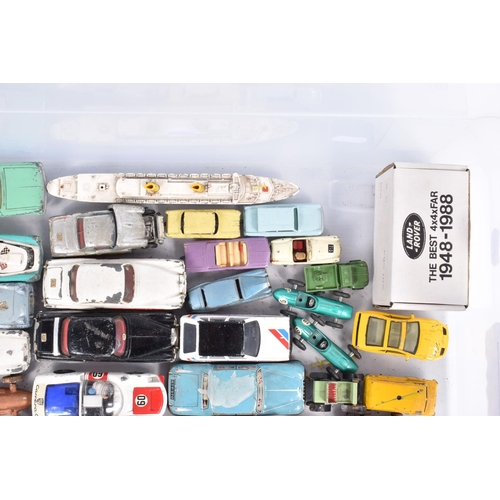 182 - A QUANTITY OF UNBOXED AND ASSORTED PLAYWORN DIECAST VEHICLES, to include a part complete Corgi Comme... 