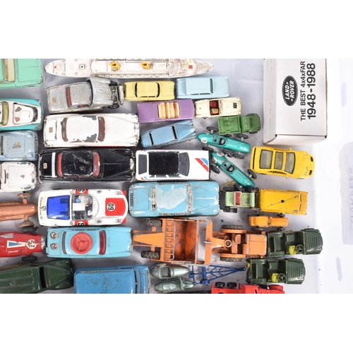 182 - A QUANTITY OF UNBOXED AND ASSORTED PLAYWORN DIECAST VEHICLES, to include a part complete Corgi Comme... 