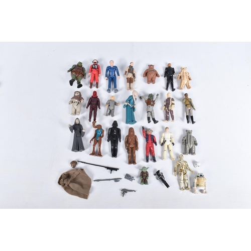 193 - A COLLECTION OF UNBOXED VINTAGE STAR WARS FIGURES, MODEL MILLENNIUM FALCON AND AT-ST SCOUT WALKER, t... 