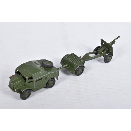 196 - A QUANTITY OF UNBOXED AND ASSORTED PLAYWORN DINKY TOYS MILITARY VEHICLES, to include Thornycroft Mig... 