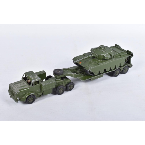 196 - A QUANTITY OF UNBOXED AND ASSORTED PLAYWORN DINKY TOYS MILITARY VEHICLES, to include Thornycroft Mig... 