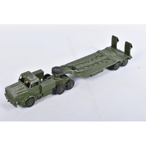 196 - A QUANTITY OF UNBOXED AND ASSORTED PLAYWORN DINKY TOYS MILITARY VEHICLES, to include Thornycroft Mig... 