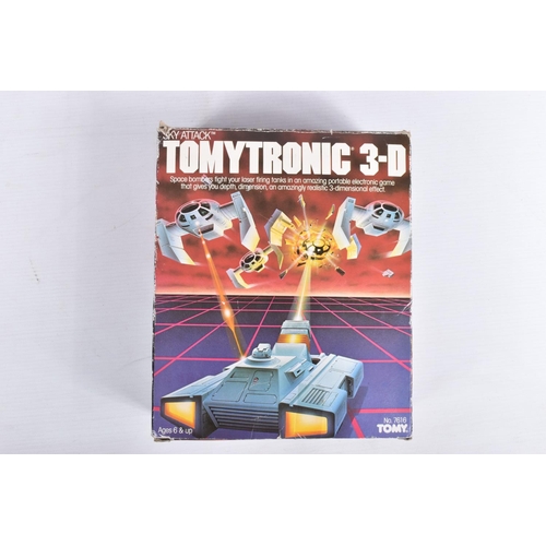 201 - A BOXED TOMYTRONIC 3-D SKY ATTACK HANDHELD ELECTRONIC GAME, No.7616, with a boxed Tomy Electric Supe... 