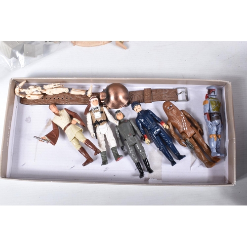 204 - A COLLECTION OF UNBOXED VINTAGE STAR WARS COLLECTIBLES, to include a 1979 CPG Millennium Falcon with... 