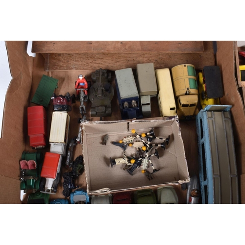 211 - A QUANTITY OF UNBOXED AND ASSORTED PLAYWORN DIECAST VEHICLES, to include Dinky Toys Six-wheeled Wago... 