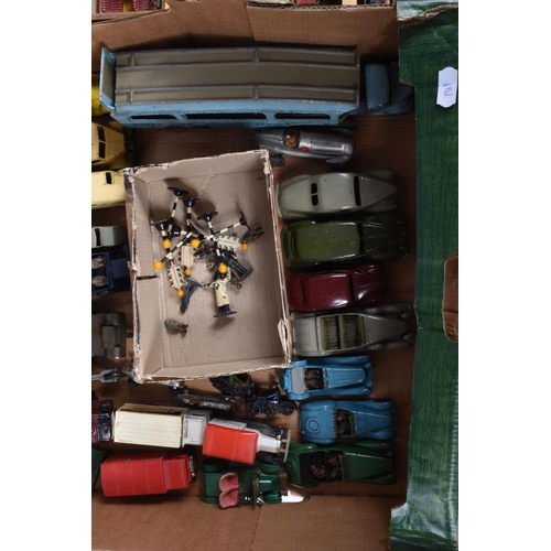 211 - A QUANTITY OF UNBOXED AND ASSORTED PLAYWORN DIECAST VEHICLES, to include Dinky Toys Six-wheeled Wago... 