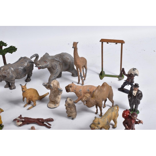 219 - A QUANTITY OF ASSORTED HOLLOWCAST ANIMALS AND FIGURES, mainly Britains issues, all in playworn condi... 