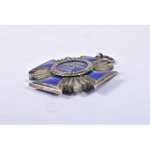 425 - A GERMAN NSDAP 15 YEAR LONG SERVICE AWARD, this award is silver and blue enamel but is missing its r... 