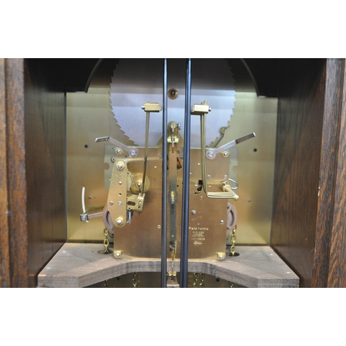 1249 - A 20TH CENTURY MAHOGANY LONGCASE CLOCK, with an eight inch brass and silvered dial, roman numerals, ... 