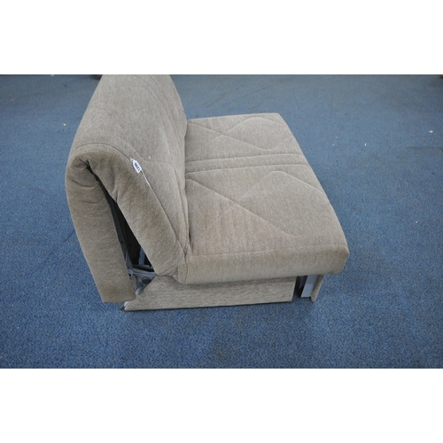 1296 - A MODERN BROWN UPHOLSTERED FUTON, length 126cm x depth 98cm x height 84cm (condition report: in need... 