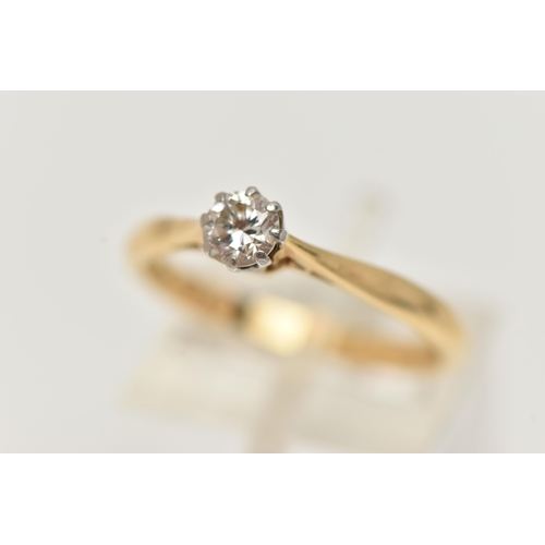 25 - AN 18CT GOLD SINGLE STONE DIAMOND RING, the brilliant cut diamond within an eight claw setting to th... 