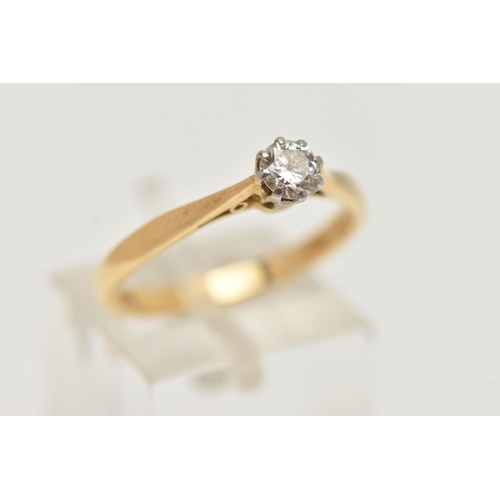 25 - AN 18CT GOLD SINGLE STONE DIAMOND RING, the brilliant cut diamond within an eight claw setting to th... 