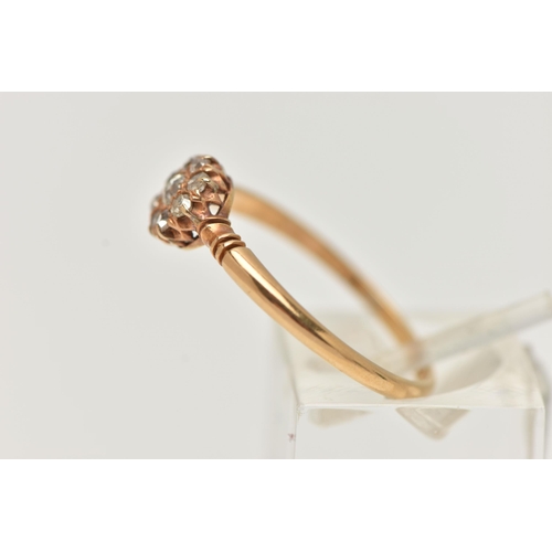 26 - AN EARLY 20TH CENTURY 18CT GOLD DIAMOND RING, designed as a central old cut diamond surrounded by ei... 