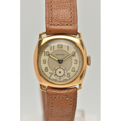 35 - A NOVORIS WRISTWATCH, the circular face with Arabic numerals, subsidiary dial, a gold filled rounded... 