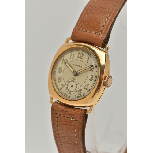 35 - A NOVORIS WRISTWATCH, the circular face with Arabic numerals, subsidiary dial, a gold filled rounded... 