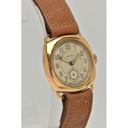 35 - A NOVORIS WRISTWATCH, the circular face with Arabic numerals, subsidiary dial, a gold filled rounded... 