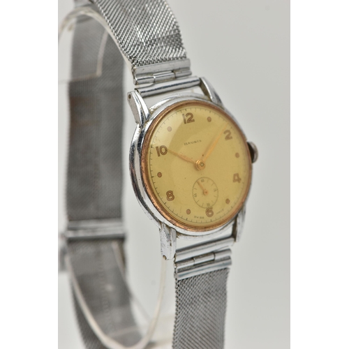 37 - A GENTS WRISTWATCH, manual wind, round dial signed '17 Rubis', alternating Arabic numerals and spot ... 