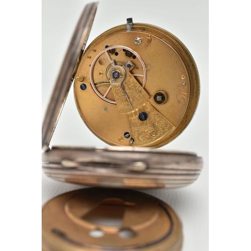 39 - A LATE VICTORIAN SILVER OPEN FACE POCKET WATCH, key wound, round silver dial with gold floral detail... 