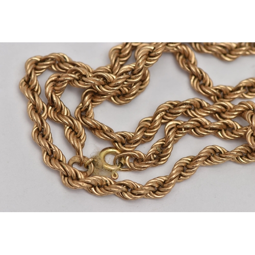 6 - A 9CT GOLD ROPE TWIST CHAIN, fitted with a spring clasp, hallmarked 9ct London import, length 480mm,... 