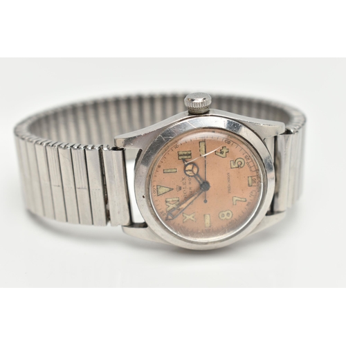 63 - A MID CENTURY 'ROLEX OYSTER PRECISION' WRISTWATCH, circa 1946, hand wound movement, round salmon 'Ca... 