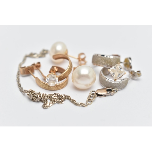 76 - AN ASSORTMENT OF JEWELLERY, to include an AF 9ct white gold chain, hallmarked 9ct Sheffield 1.1 gram... 