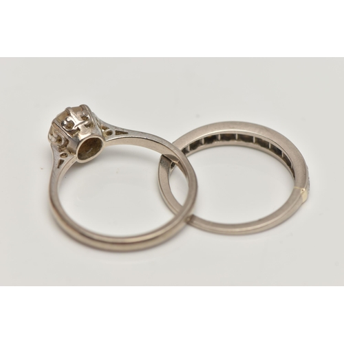 78 - A DIAMOND HALF ETERNITY RING AND AN 18CT GOLD PASTE RING, the first designed as a line of eleven bri... 