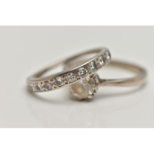 78 - A DIAMOND HALF ETERNITY RING AND AN 18CT GOLD PASTE RING, the first designed as a line of eleven bri... 