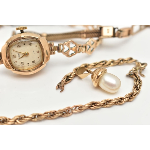 9 - A LADYS WRISTWATCH AND OTHER ITEMS, to include a ladys manual wind 'Rotary' wristwatch, in a polishe... 