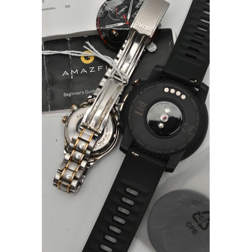 106 - TWO WRISTWATCHES, the first a 'Seiko Kinetic SQ 50', fitted with a bi colour bracelet and folding cl... 