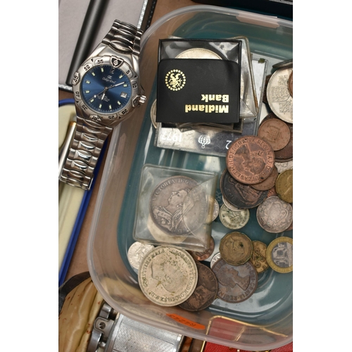 121 - A BOX OF ASSORTED ITEMS, to include two Sekonda wristwatches, an Oskar Emil automatic wristwatch, bo... 